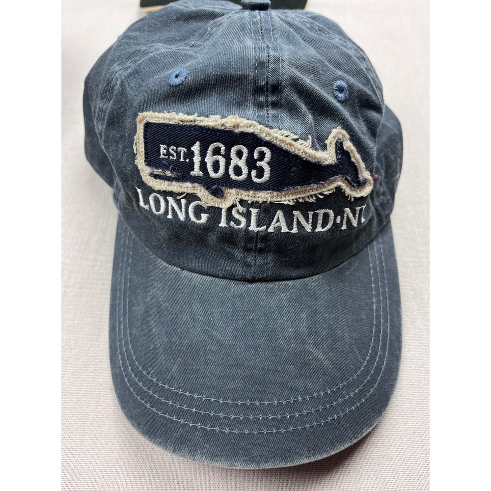 Ahead Headgear Long Island NY Est 1683 Whale Navy Blue Baseball Cap Hat